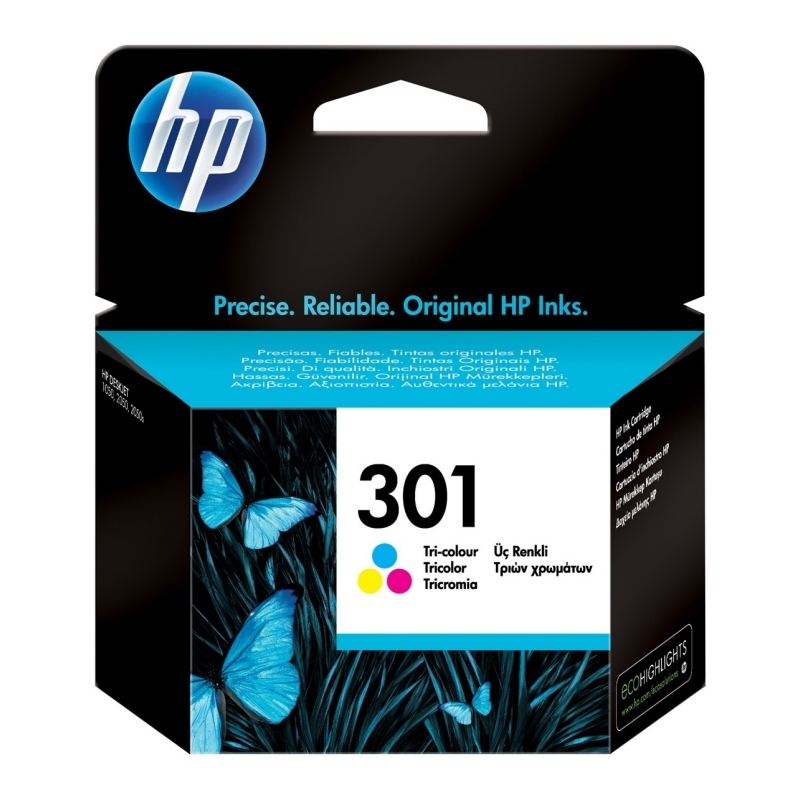 HP 301 Tri-color Original Ink Cartridge tinteiro 1 unidade(s) Rendimento padrão Ciano, Magenta, Amarelo
