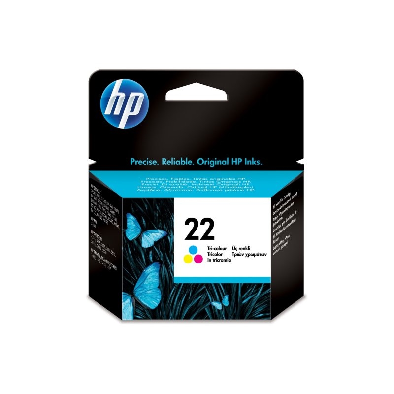 HP 22 Tri-color Original Ink Cartridge tinteiro 1 unidade(s) Rendimento padrão Ciano, Magenta, Amarelo