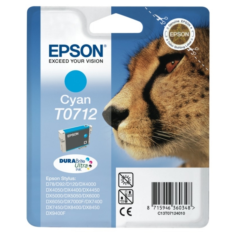 Epson Cheetah T0712 tinteiro 1 unidade(s) Original Ciano