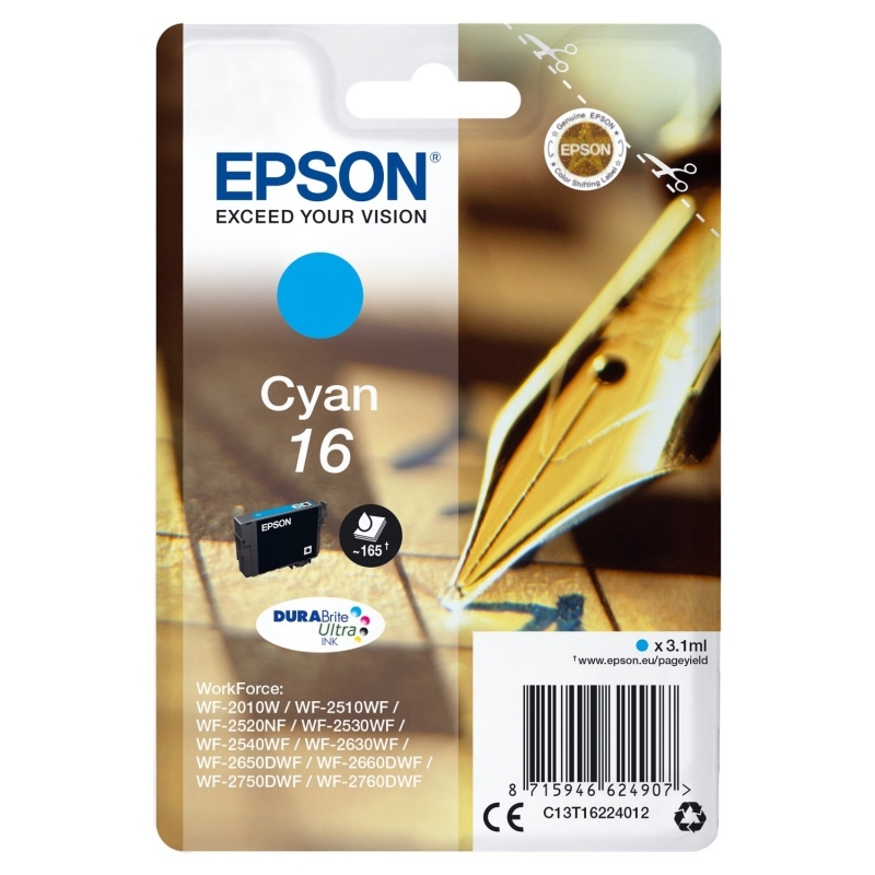 Epson Pen and crossword C13T16224012 tinteiro 1 unidade(s) Original Rendimento padrão Ciano