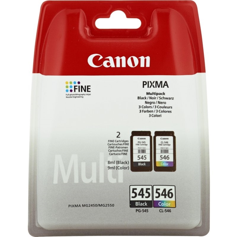 Canon PG-545/CL-546 tinteiro 2 unidade(s) Original Rendimento padrão Preto, Ciano, Magenta, Amarelo