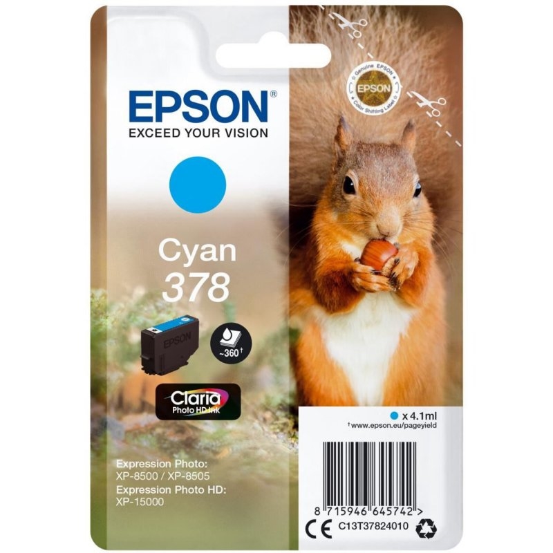 Epson Squirrel C13T37824010 tinteiro 1 unidade(s) Original Rendimento padrão Ciano