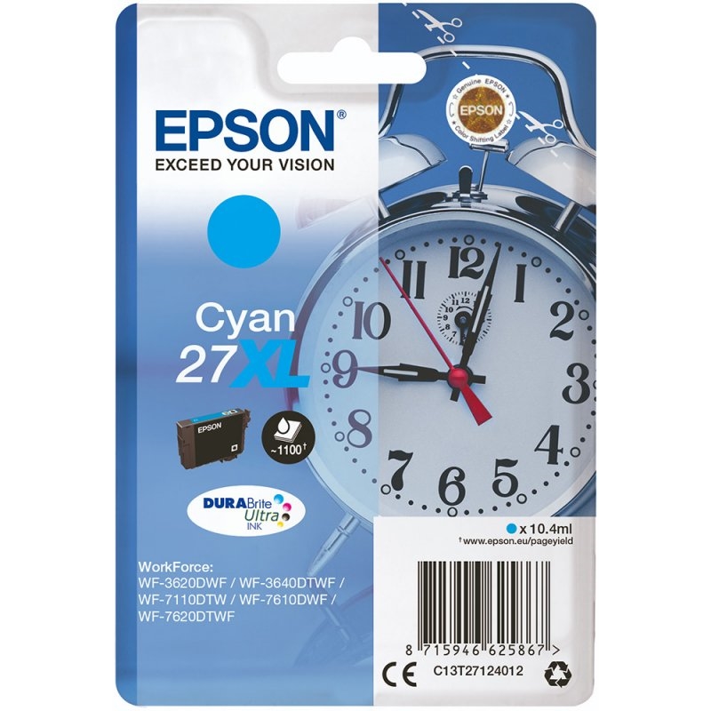 Epson Alarm clock C13T27124012 tinteiro 1 unidade(s) Original Rendimento alto (XL) Ciano