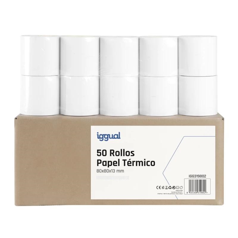 IGGUAL | Caixa 50 rolos papel térmico 80x80x13