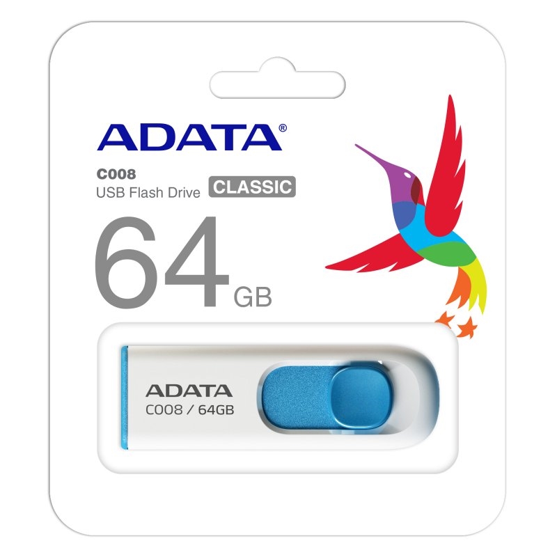 ADATA 64GB C008 unidade de memória USB USB Type-A 2.0 Azul, Branco