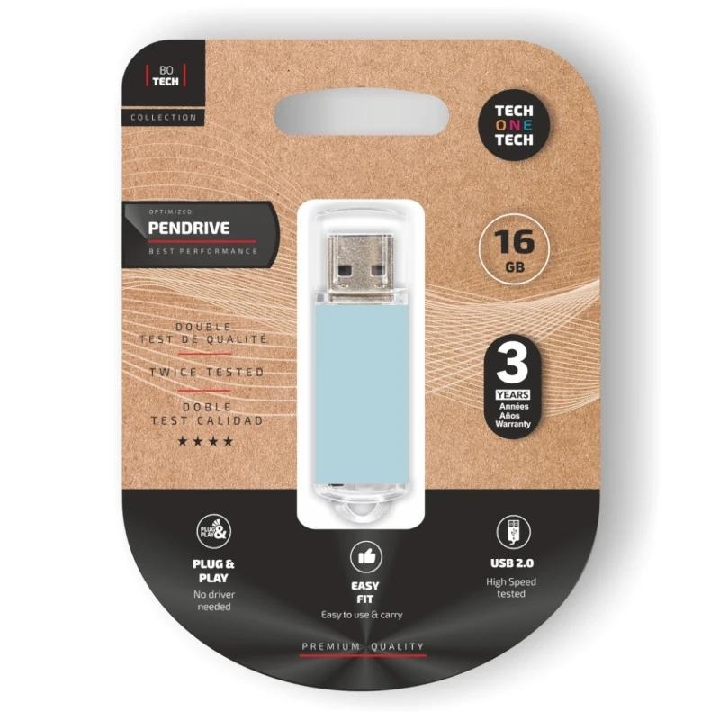 Tech One Tech | Pen Drive | TECH ONE Pendente | 16GB | Azul