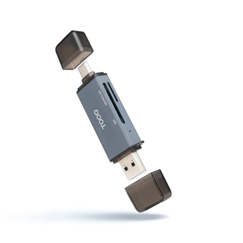 TooQ TQR-3001G leitor de cartões USB 3.0 Type-A/Type-C Cinzento