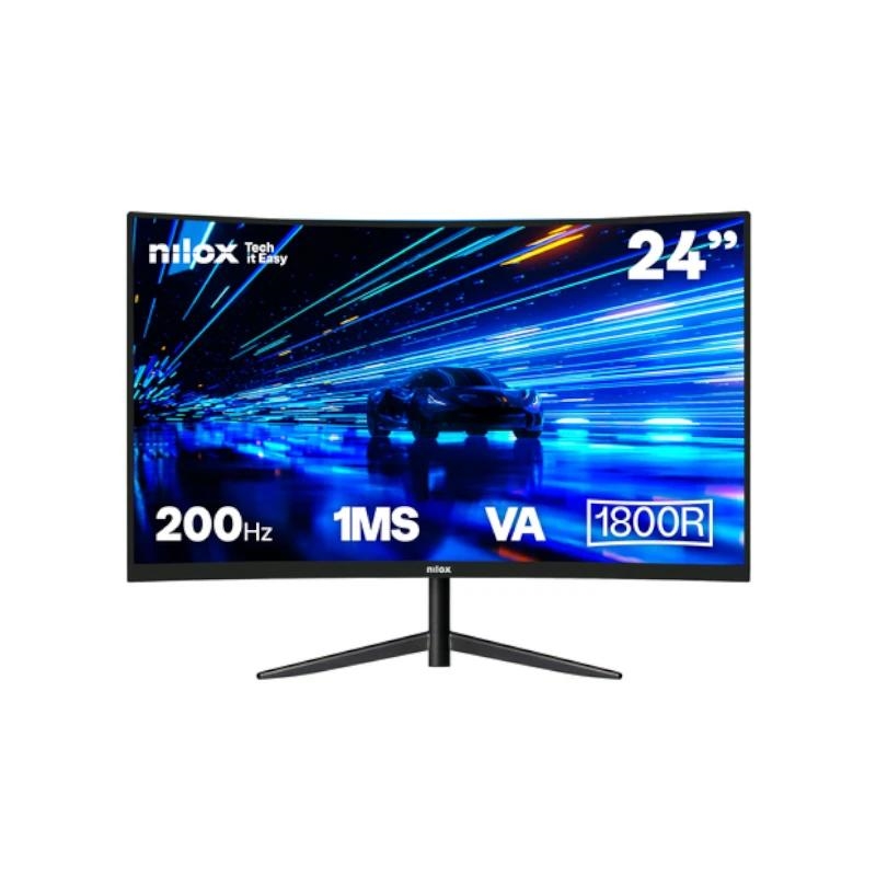 Nilox MONITOR 23 8 CURVO 200HZ HDMI DP monitor de ecrã 60,5 cm (23.8") 1920 x 1080 pixels Full HD LCD Preto