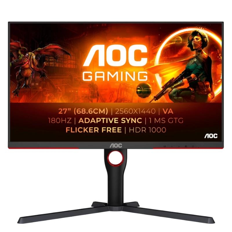 AOC G3 Q27G3XMN/BK monitor de ecrã 68,6 cm (27") 2560 x 1440 pixels 2K Ultra HD LED Preto