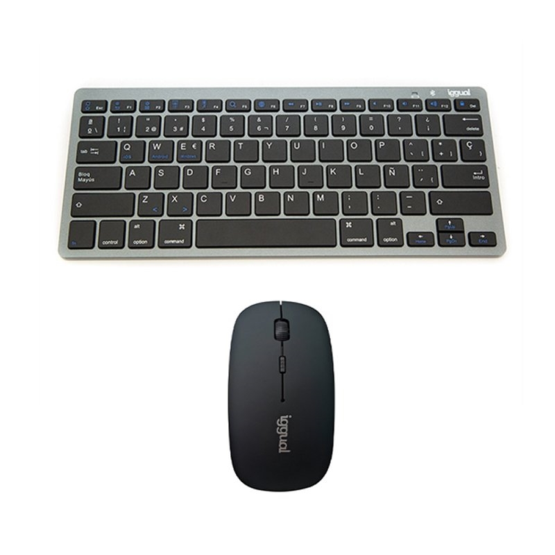 iggual IGG316917+IGG316771 teclado Rato incluído Bluetooth QWERTY Cinzento