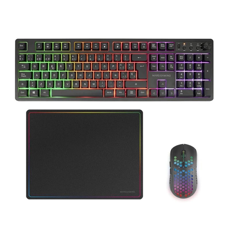 Mars Gaming MCPWXES teclado Rato incluído Jogos RF Wireless + USB QWERTY Espanhol Preto