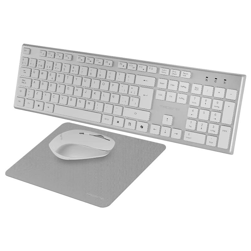 Tacens 6ZENITHWES teclado Rato incluído Casa/Escritório RF Wireless QWERTY Espanhol Prateado, Branco
