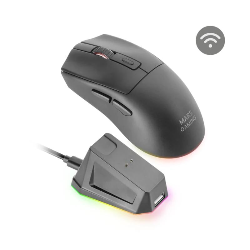 Mars Gaming MM-T3W rato Jogos Mão direita RF Wireless + Bluetooth + USB Type-C Ótico 14400 DPI