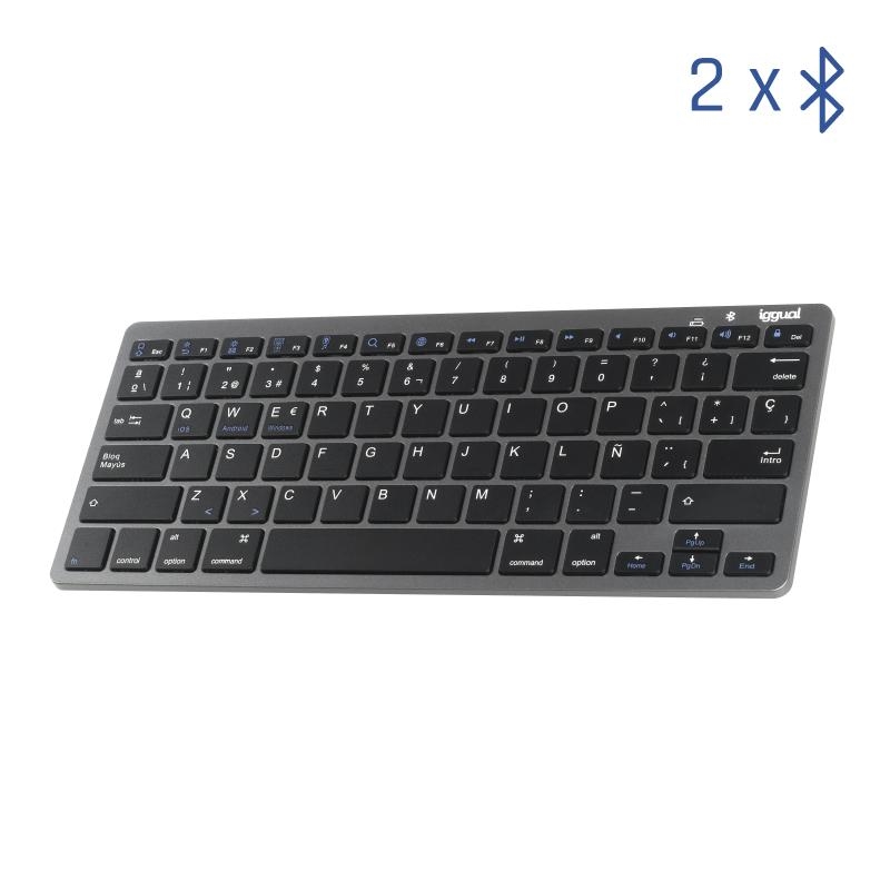 iggual IGG316917 teclado Bluetooth QWERTY Preto, Cinzento