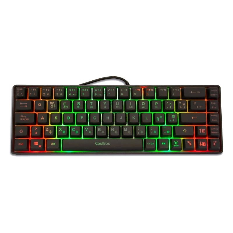 CoolBox mini TM065 teclado Jogos USB QWERTY Espanhol Preto