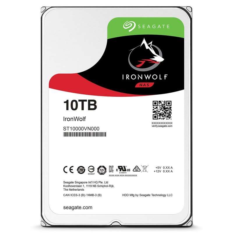 Seagate IronWolf ST10000VN000 unidade de disco rígido 10 TB 7200 RPM 256 MB 3.5" Serial ATA III