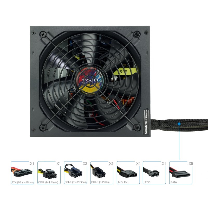 TooQ TQAPOLO-750SP fonte de alimentação 750 W 20+4 pin ATX ATX Preto