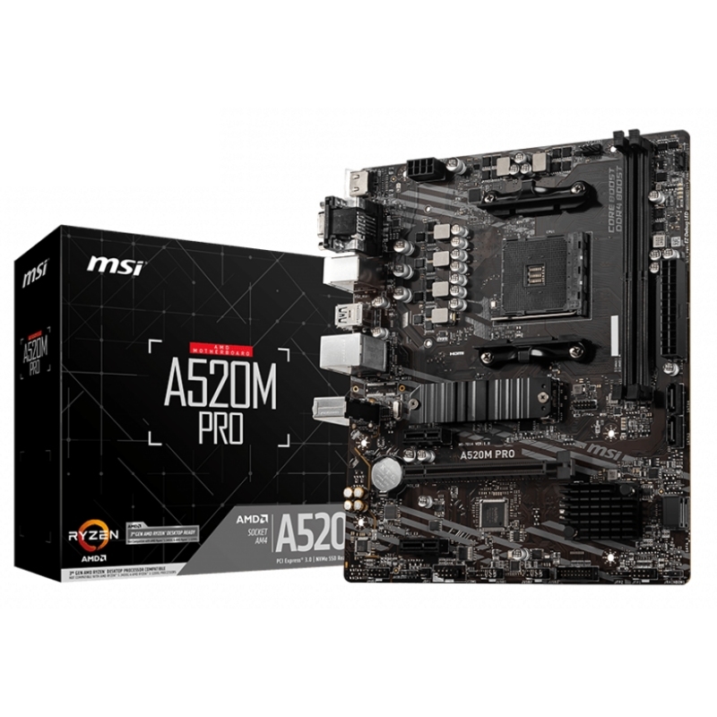 MSI A520M PRO motherboard AMD A520 Socket AM4 micro ATX