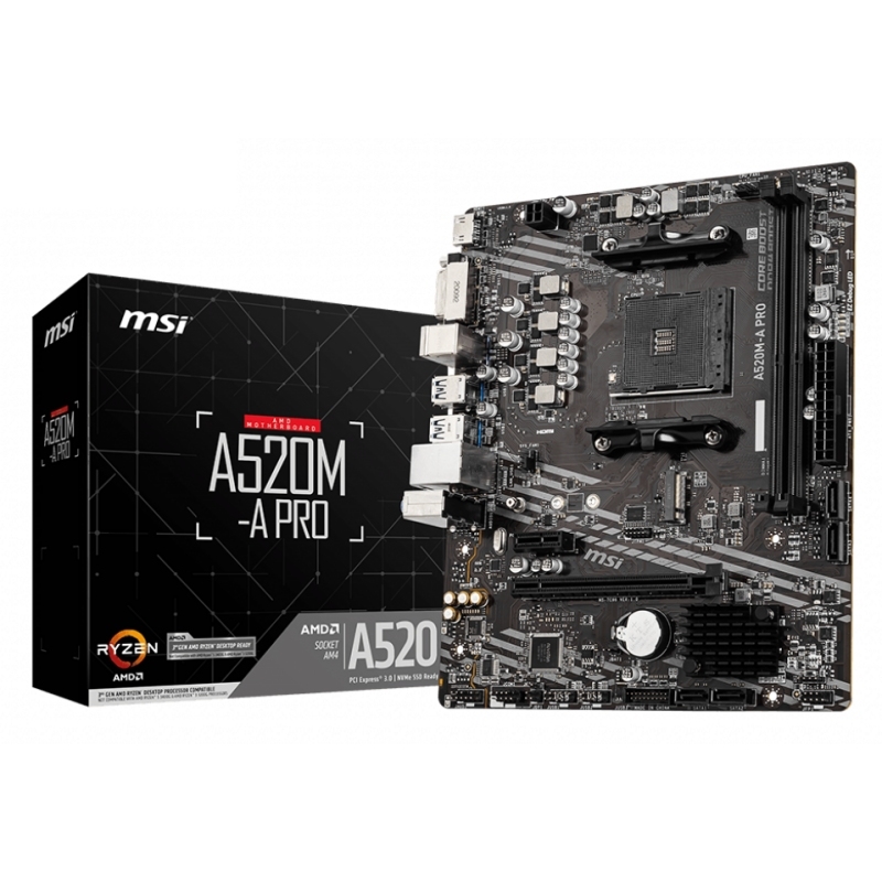 MSI A520M-A PRO motherboard AMD A520 Socket AM4 micro ATX