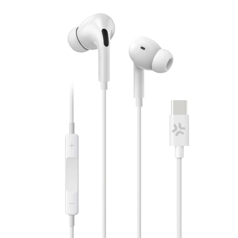 Celly UP1200TYPECWH auscultador Auscultadores Com fios Intra-auditivo Chamadas/Música USB Type-C Branco