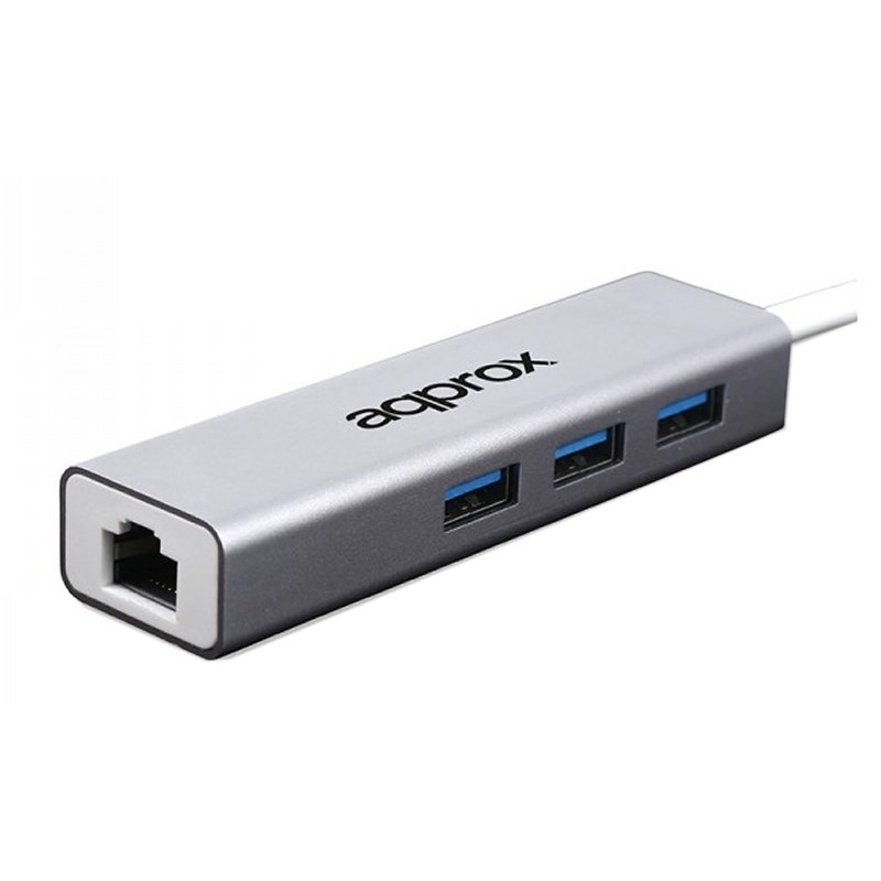 Approx! | AP07GHUB Adaptador USB 3.0 Gigabit + | 3 Portas | Cinzento