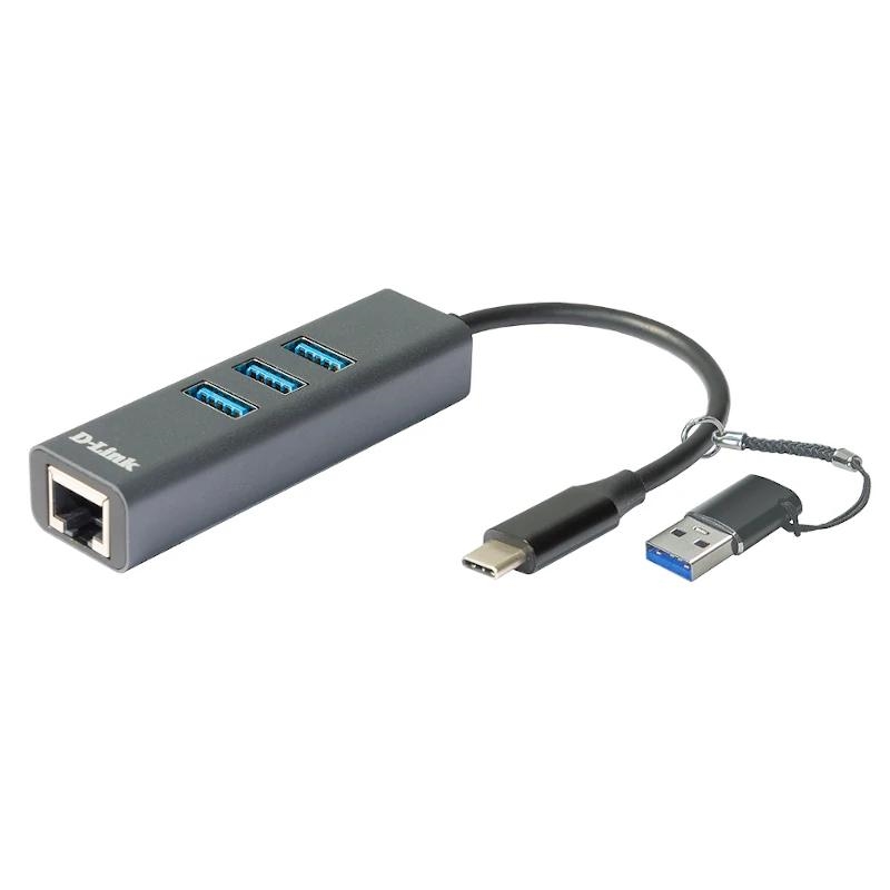 D-Link DUB-2332 base & duplicador de portas Com fios USB Type-C Cinzento