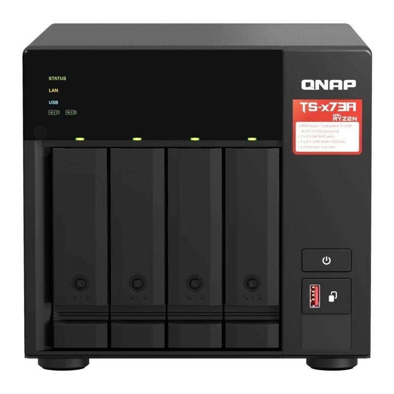 QNAP TS-473A + QSW-1105-5T Bundle Pack NAS Tower Ryzen Embedded V1500B 8 GB DDR4 0 TB QNAP Turbo System Preto