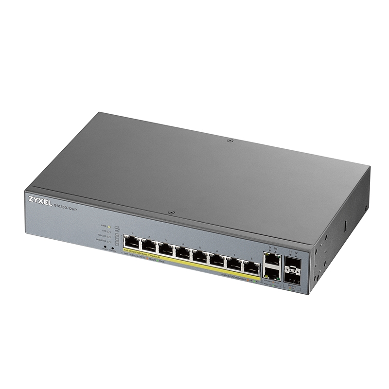 Zyxel GS1350-12HP-EU0101F switch de rede Gerido L2 Gigabit Ethernet (10/100/1000) Power over Ethernet (PoE) Cinzento