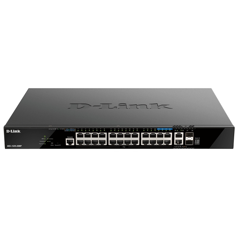 D-Link DGS-1520-28MP switch de rede Gerido L3 Gigabit Ethernet (10/100/1000) Power over Ethernet (PoE) 1U Preto