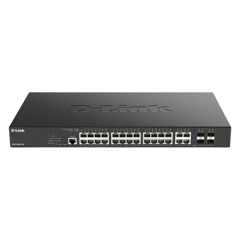 D-Link DGS-2000-28P switch de rede Gerido L2/L3 Gigabit Ethernet (10/100/1000) Power over Ethernet (PoE) 1U Preto