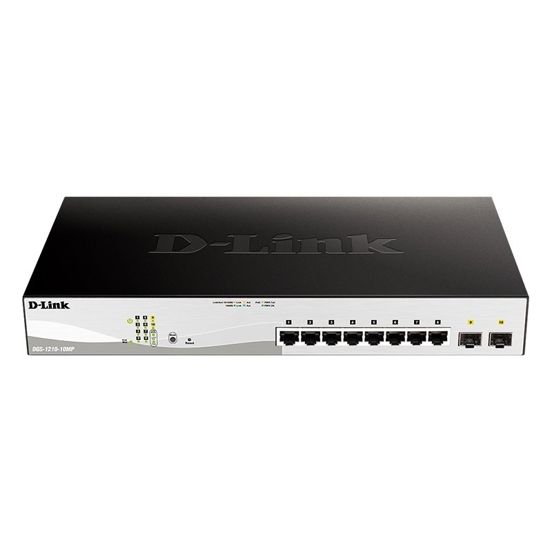 D-Link DGS-1210-10MP Gerido L2 Gigabit Ethernet (10/100/1000) Power over Ethernet (PoE) Preto, Cinzento