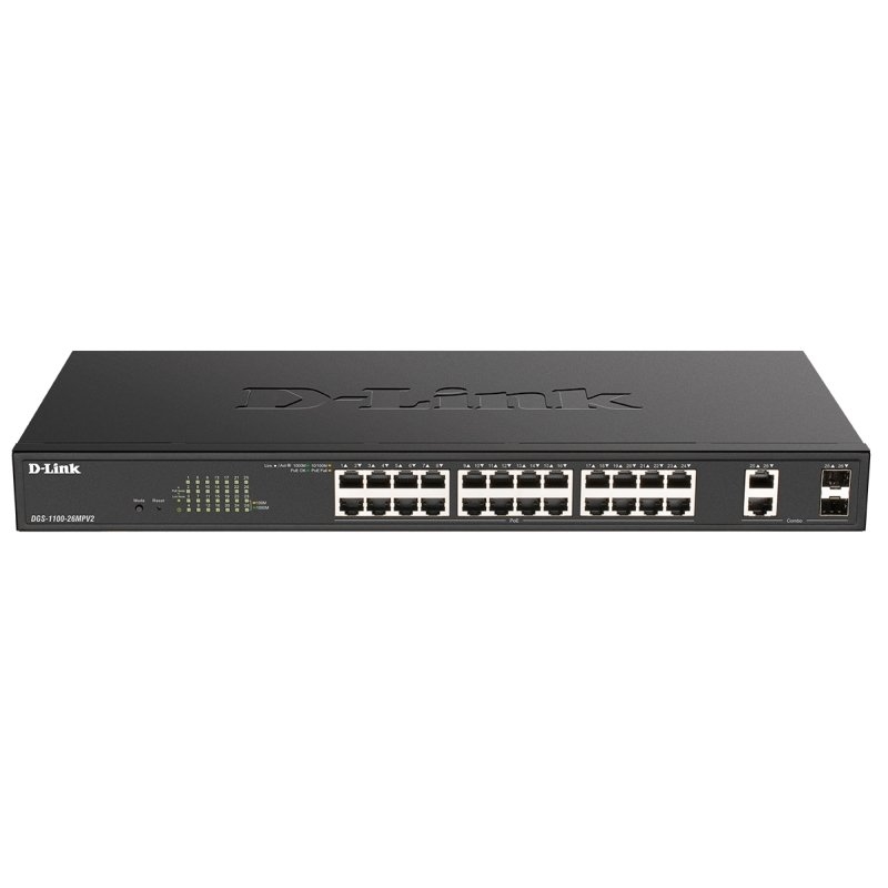 D-Link DGS-1100-26MPV2/E switch de rede Gerido L2 Gigabit Ethernet (10/100/1000) Power over Ethernet (PoE) Preto