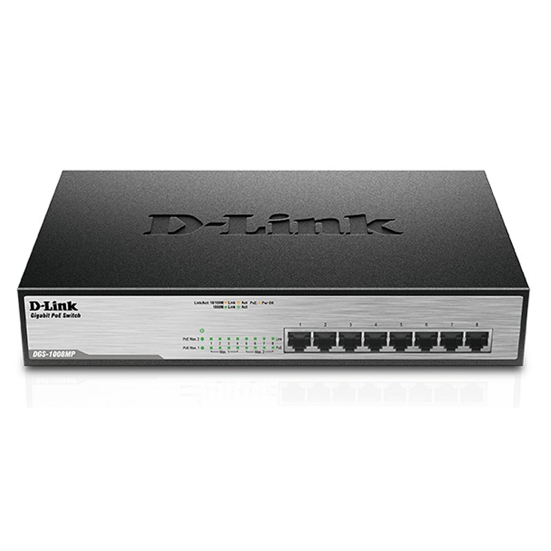 D-Link DGS-1008MP switch de rede Não-gerido Gigabit Ethernet (10/100/1000) Power over Ethernet (PoE) 1U Preto