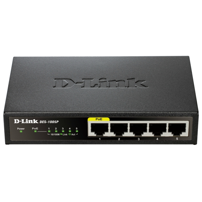 D-Link DES-1005P Não-gerido L2 Fast Ethernet (10/100) Power over Ethernet (PoE) Preto