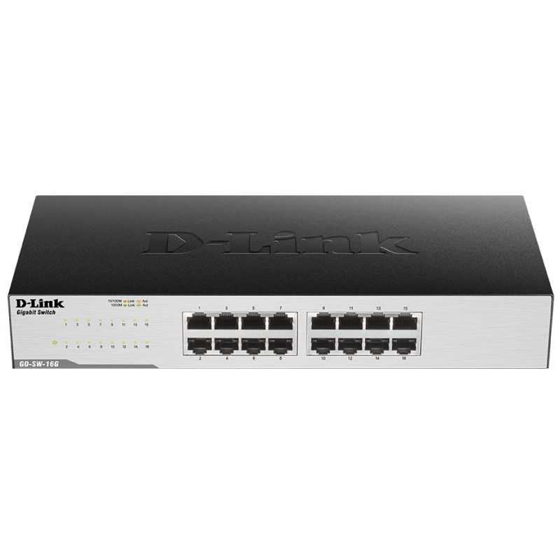 D-Link GO-SW-16G Não-gerido L2 Gigabit Ethernet (10/100/1000) 1U Preto
