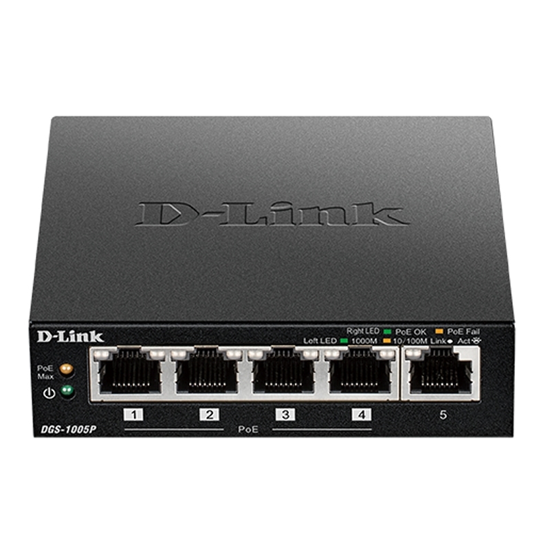 D-Link DGS-1005P/E switch de rede Não-gerido Gigabit Ethernet (10/100/1000) Power over Ethernet (PoE) Preto
