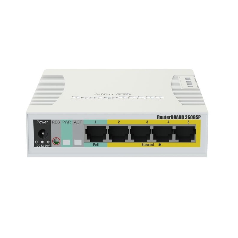 Mikrotik | Switch | CSS106-1G-4P-1S RB260GSP | 5 Portas PoE | 53W