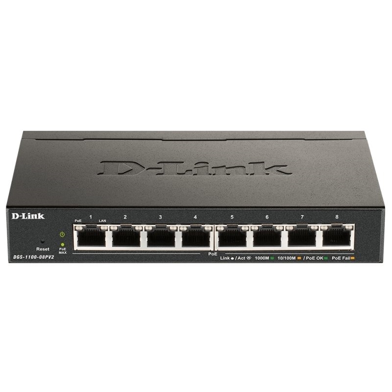 D-Link DGS-1100-08PV2 Gerido L2/L3 Gigabit Ethernet (10/100/1000) Power over Ethernet (PoE) Preto