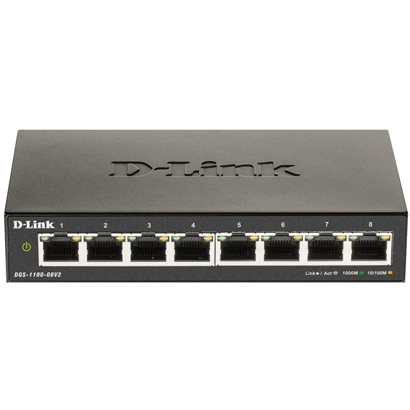 D-Link DGS-1100-08V2 Gerido L2 Gigabit Ethernet (10/100/1000) Preto