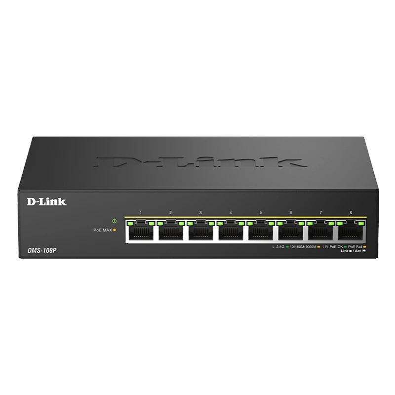 D-Link DMS-108P/E switch de rede Não-gerido 2.5G Ethernet (100/1000/2500) Power over Ethernet (PoE) Preto