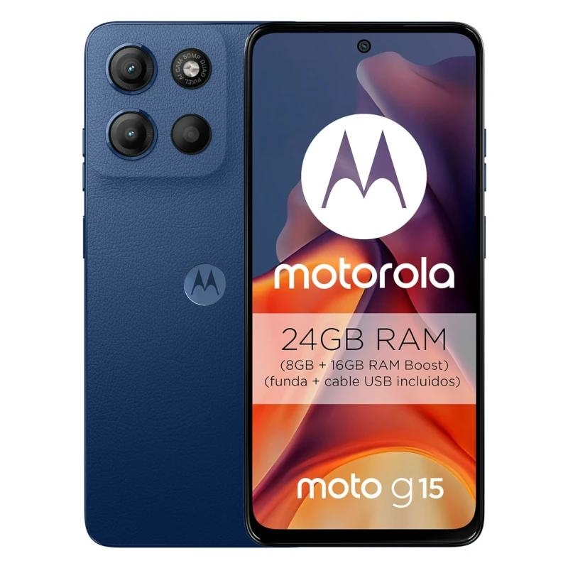 Motorola moto g15 17,1 cm (6.72") Dual SIM Android 15 4G USB Type-C 8 GB 512 GB 5200 mAh Azul marinho