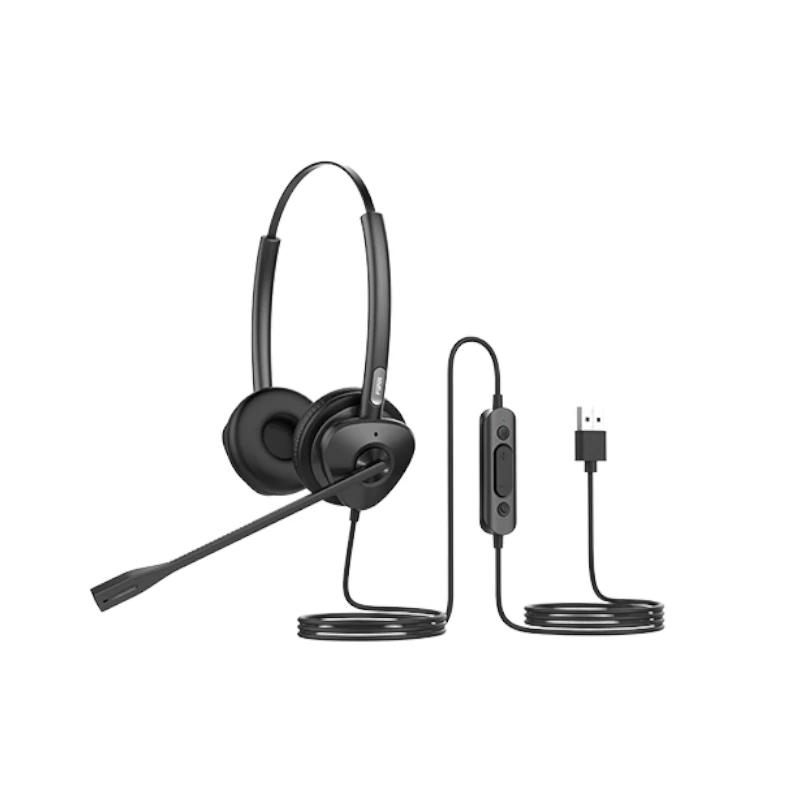 Fanvil | HT302-U Auriculares Duplos Porto USB Cancelamento | Preto