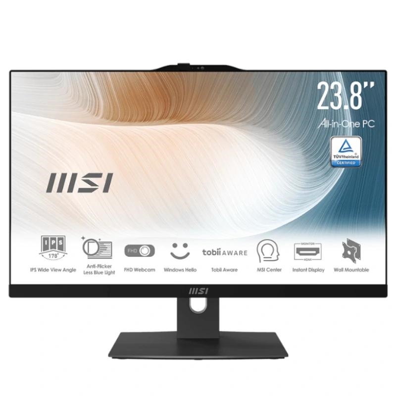 MSI Modern AM242P 12M-1241ES Intel® Core™ i7 i7-1255U 60,5 cm (23.8") 1920 x 1080 pixels PC All-in-One 16 GB DDR4-SDRAM 512 GB SSD FreeDOS Wi-Fi 6E (802.11ax) Preto