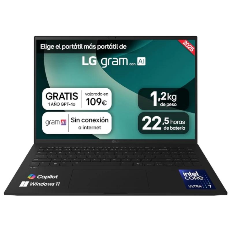 LG Gram 16Z90T Intel Core Ultra 7 255H Computador portátil 40,6 cm (16") WQXGA 32 GB LPDDR5x-SDRAM 1 TB SSD Wi-Fi 7 (802.11be) Windows 11 Home Preto